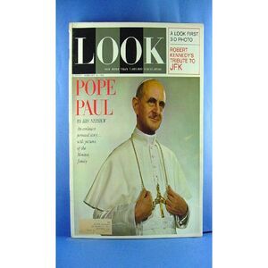 vintage Look Magazine, February 25, 1964 JFK Pope Paul